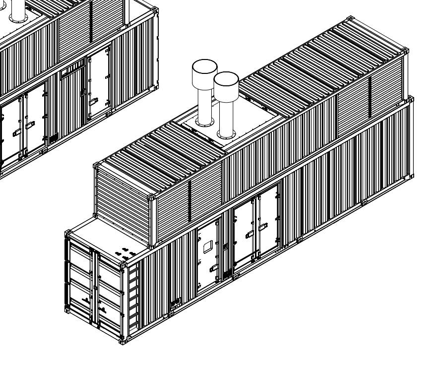 ISO View of Double Stack Containerized Enlosure